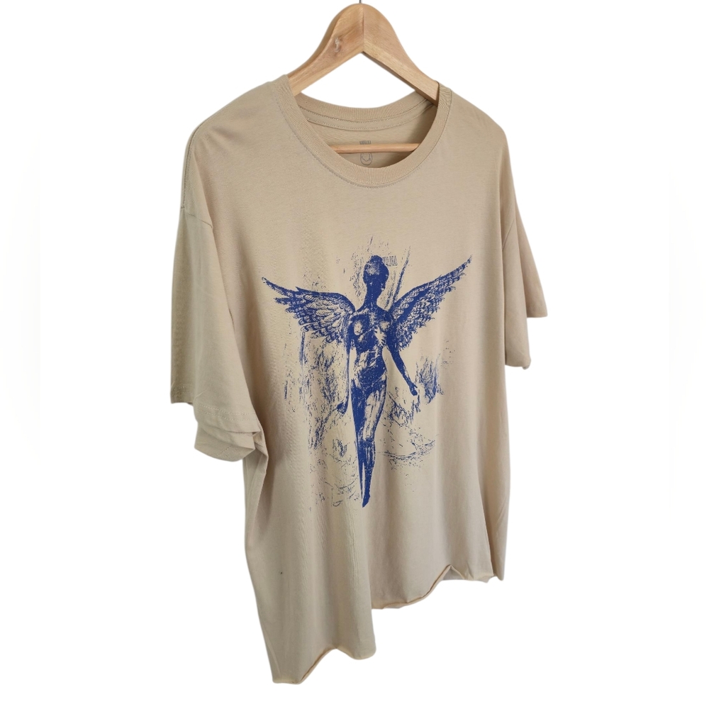 NWOT Nirvana In Utero Graphic Short Sleeve Tshirt Beige Blue Size Small - Picture 3 of 15